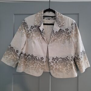 Harve Benard Floral Rose Print Blazer Jacket Beige/Taupe Size Large